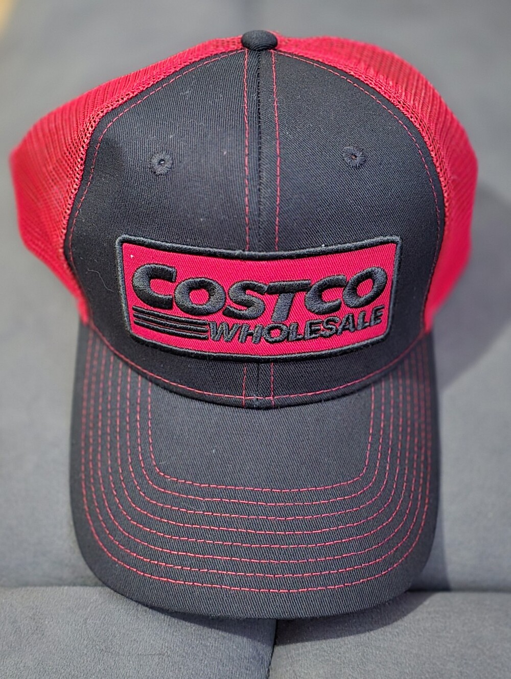 NEW Costco  Men's Black & Red Trucker Cap